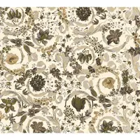 Versace SATIJN GLANZENDE KLASSIEKE BLOEMEN BEHANG | Design - parelbeige wit bruin - Versace 5