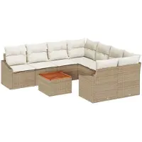 vidaXL Tuinbank Set 9 st Beige poly rattan