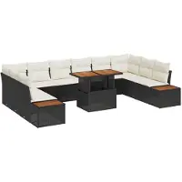 vidaXL Tuinbank Set 11 st Zwart poly rattan