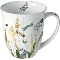Ambiente Mok Ornamental Flowers White Wit wit Aardewerk Beker