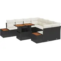 vidaXL Tuinbank Set 9 st Zwart poly rattan