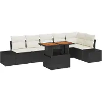 vidaXL Tuinbank Set 7 st Zwart en Crème