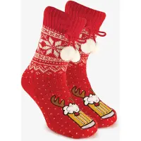 Scapino 1 paar heren kerst huissokken met bierglas rood