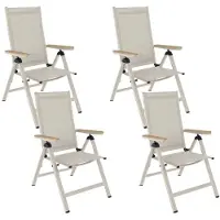 LUX outdoor living Norali dining tuinstoel verstelbaar set van 4 | textileen + aluminium | beige 1 persoon
