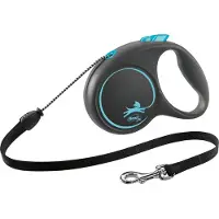 Flexi voor hond rollijn voor black design cord blauw m 5 mtr tot 20 kg