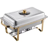 Vevor Chafing Dish Set RVS Voedselwarmer met 4 Half-Size Bakjes (elk 4 L)