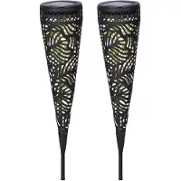 Luxform Tuinfakkel Solar Metal Jersey Black (Set van 2)