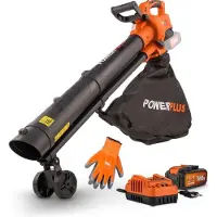 Powerplus Bladblazer/-zuiger borstelloos 40V set incl. batterij 2x20V 2.5Ah en lader + handschoenen - POWDPGBVS1- tuingereedschap