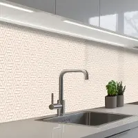 KitchenYeah Keuken achterwand 400x60 cm - Spatscherm zelfklevend Patroon - Beige - Lijnen - Bruin - Muurbeschermer - Spatwand fornuis