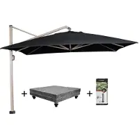 Platinum Icon premium zweefparasol 400x300 cm oak mast faded black met 150 KG voet en hoes