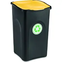 Stefanplast Vuilnisbak 50L Zwart/Geel Kunststof