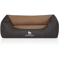 Knuffelwuff orthopedisch hondenbed Outback van laser-gewatteerd kunstleer M-L 85 x 63cm zwart/cappucino