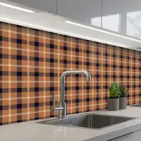 KitchenYeah Keuken achterwand 250x80 cm - Spatscherm zelfklevend Plaid - Patroon - Vierkant - Bruin - Muurbeschermer - Spatwand fornuis