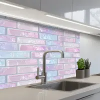 KitchenYeah Keuken achterwand 80x60 cm - Spatscherm zelfklevend Roze - Parel - Glans - Muur - Muurbeschermer - Spatwand fornuis