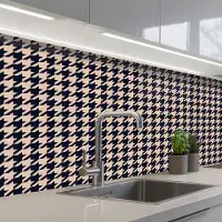 KitchenYeah Keuken achterwand 150x60 cm - Spatscherm zelfklevend Plaid - Patroon - Ruit - Donkerblauw - Muurbeschermer - Spatwand fornuis