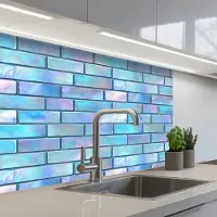 KitchenYeah Keuken achterwand 80x60 cm - Spatscherm zelfklevend Blauw - Glans - Muur - Muurbeschermer - Spatwand fornuis