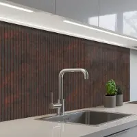 KitchenYeah Keuken achterwand 100x60 cm - Spatscherm zelfklevend Strepen - Roest print - Donker - Muurbeschermer - Spatwand fornuis