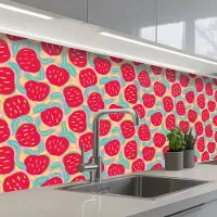 KitchenYeah Keuken achterwand 200x60 cm - Spatscherm zelfklevend Appels - Rood - Stippen - Muurbeschermer - Spatwand fornuis