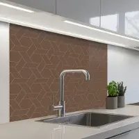 KitchenYeah Keuken achterwand 100x80 cm - Spatscherm zelfklevend Bruin - Roze - Patroon - Muurbeschermer - Spatwand fornuis