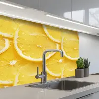 KitchenYeah Keuken achterwand 80x60 cm - Spatscherm zelfklevend Schijfjes - Citroen - Sap - Muurbeschermer - Spatwand fornuis