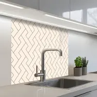 KitchenYeah Keuken achterwand 80x80 cm - Spatscherm zelfklevend Beige - Zigzag - Patroon - Muurbeschermer - Spatwand fornuis