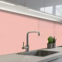 KitchenYeah Keuken achterwand 500x60 cm - Spatscherm zelfklevend Zalmroze - Strepen - Patroon - Muurbeschermer - Spatwand fornuis