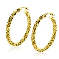 Zinzi 28mm Gold 14 krt gouden oorringen met schitterende bewerkte buis 3mm breed ZGO329