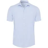 Pure Functional Slim Fit Jersey overhemd lichtblauw, Effen