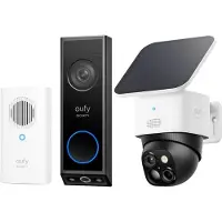 Eufy Security E340 Video Deurbel met Chime + Security S340 Solocamera – SoloCam - Draadloze 3K beveiligingscamera voor buiten met dual-lens, 360° dekking - Bundelvoordeel