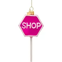 Vondels Kerstornament Glass Fuchsia Shop Sign 11 cm