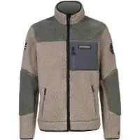 Napapijri Fleece jas 'YUPIK' lichtbruin / grijs / olijfgroen