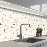 KitchenYeah Keuken achterwand 350x60 cm - Spatscherm zelfklevend Terrazzo - Patroon - Kleurrijk - Festival - Muurbeschermer - Spatwand fornuis