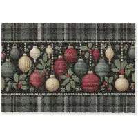 MuchoWow Deurmat 90x60 cm - Droogloopmat Kerstballen - Rood - Hulsttakken - Patroon - Mat voor binnen - Schoonloopmat - Deurmatten met print - Inloopmat
