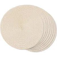 LONGZIMING -Set van 6 Handgemaakte Placemat Rond – Duurzaam, Hitte- en Vlekbestendig – Antislip en Rimpelvrij – Voor Eettafel, Restaurant en Feestelijke Gelegenheden