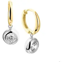The Jewelry Collection Huiscollectie Klapoorringen Zirkonia Bicolor Goud Glanzend