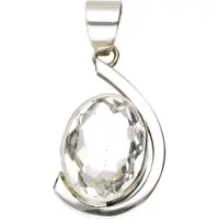 MOOYE ® - Collectie Zilveren Bergkristal edelsteen facet ovaal groot hanger
