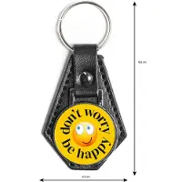 Combi-Label Sleutelhanger leer - don't worry, be happy