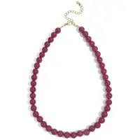 Yehwang Kralen Ketting - 10 mm - Bordeaux Rood- Roestvrij Staal