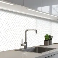 KitchenYeah Keuken achterwand 200x80 cm - Spatscherm zelfklevend Grafisch - Patroon - Modern - Schuin - Muurbeschermer - Spatwand fornuis