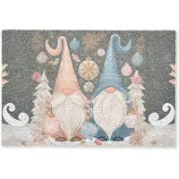 MuchoWow Deurmat 90x60 cm - Droogloopmat Kerst - Gnomen - Pastel - Mat voor binnen - Schoonloopmat - Deurmatten met print - Inloopmat