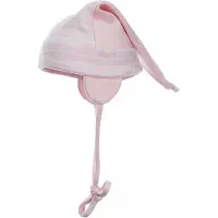 Doll Baby muts met oorflappen, lichtroze gestreept, maat 43