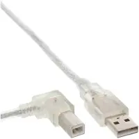 InLine USB naar USB-B haaks kabel - USB2.0 - tot 2A / transparant - 0,30 meter