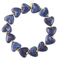 Yehwang - Armband Hartjes - Acryl - Elastisch - Trendy - Roestvrij Staal - Blauw