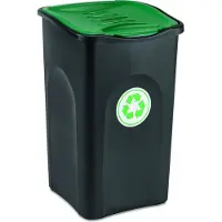 Stefanplast Vuilnisbak 50L Zwart/Groen Kunststof