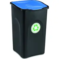 Stefanplast Vuilnisbak 50L Zwart/Blauw Kunststof