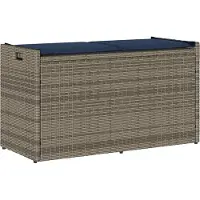 vidaXL Opbergbank met kussen voor buiten 100 cm poly rattan grijs