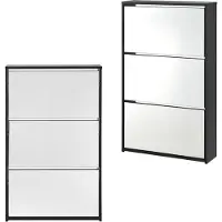 En.casa Schoenenkast met spiegels 3 vouwdeuren 102,5x63x17 cm zwart