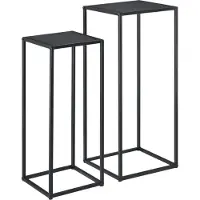 En.casa Bijzettafel set van 2 zwart metaal 70x30x30 - 60x25x25 cm