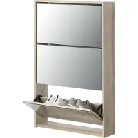 En.casa Schoenenkast met spiegels 3 vouwdeuren 102,5x63x17 eiken