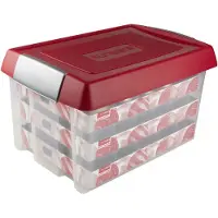 Nobrand Nesta Kerstballen Opbergbox 60L - Trays voor 60 kerstballen - Transparant/rood